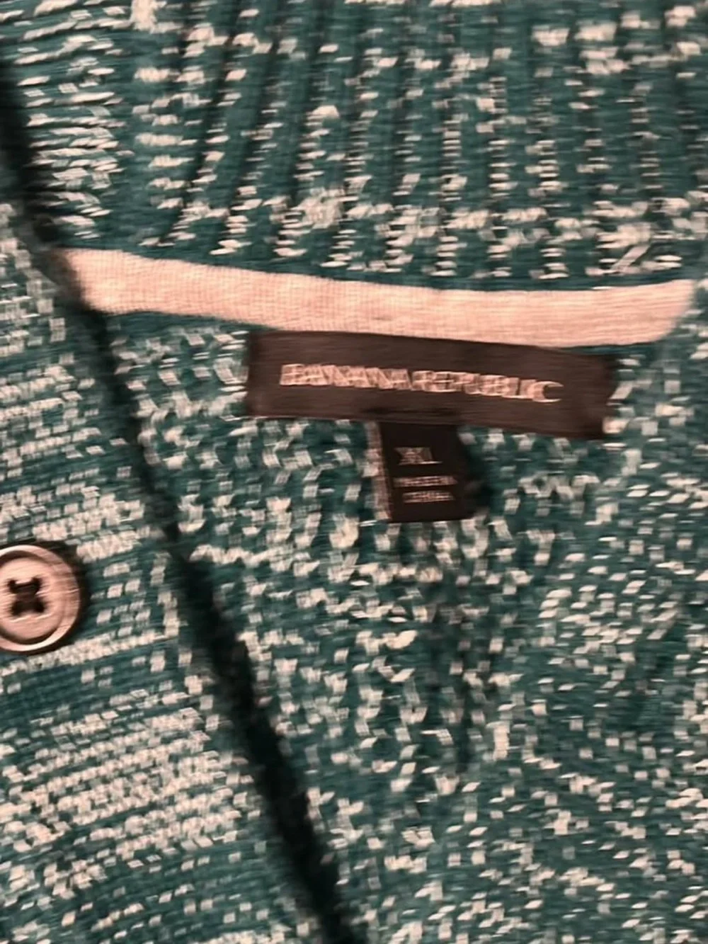 Banana Republic Teal Marled V-Neck Button-Shoulder Sweater